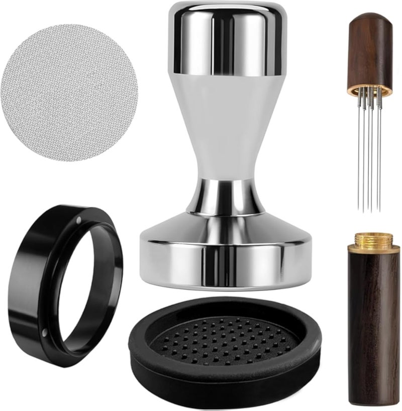 51mm Espresso Tamper, Coffee Tamper Set, 51mm tamper with Wdt Tool, Espresso Tamper Mat, Espresso Dosing Funnel, 51mm Espresso Puck Screen, Espresso Accessories for Espresso Coffee Machine